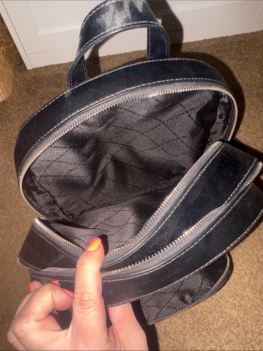 Michael Kors Black MK Signature Backpack with Front Zip Pocket - Picture 8 of 10